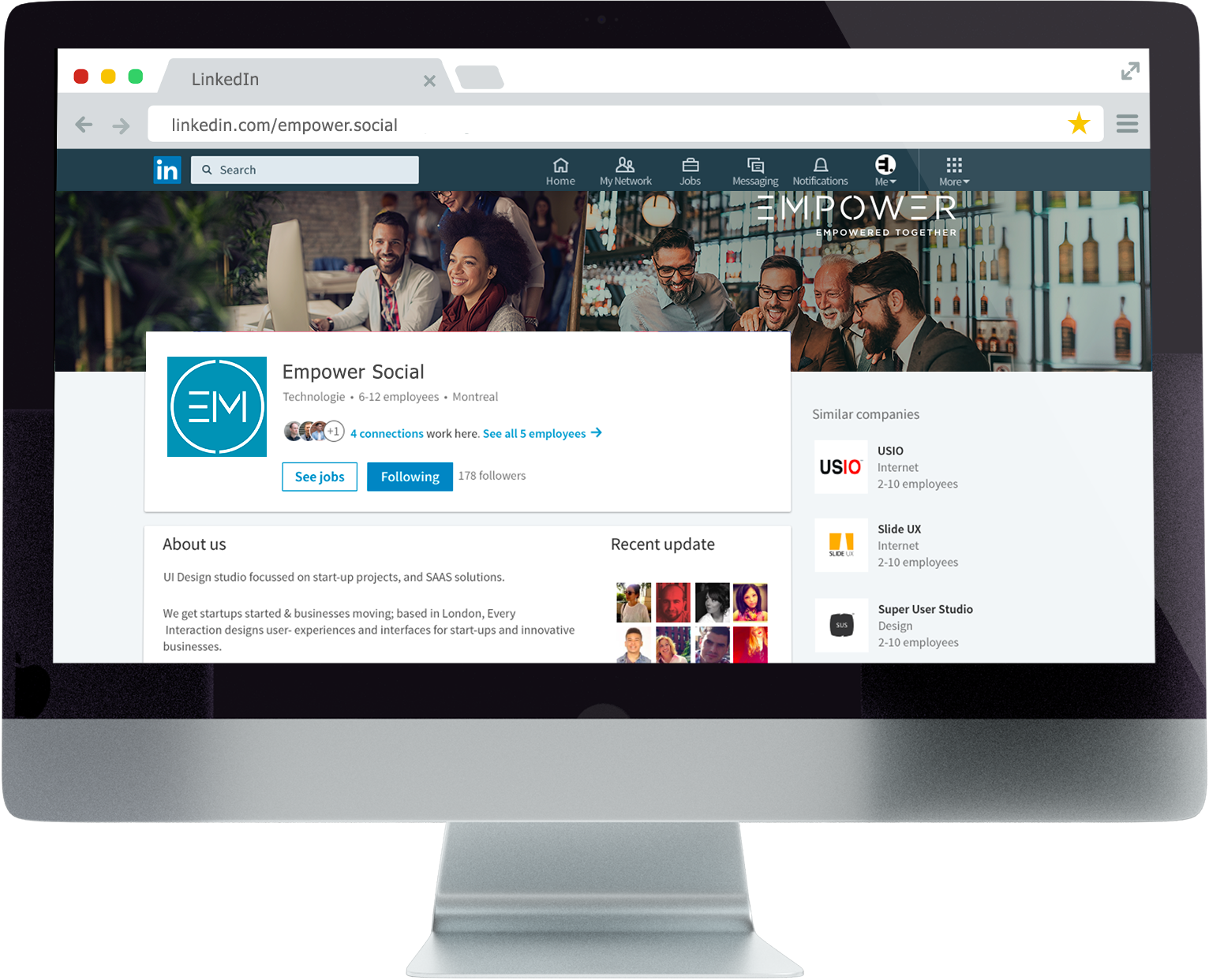 Page LinkedIn mockup